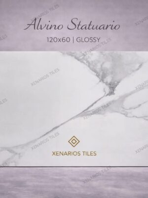Alvino Statuario 60x120 Glossy Rettificato Γρανιτοπλακάκι Α'ποιότητας Δαπέδου