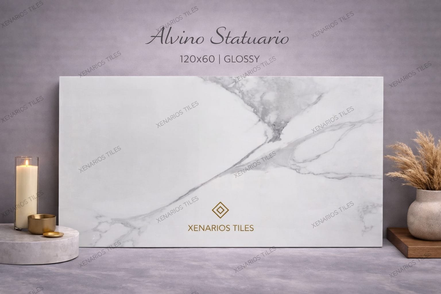 Alvino Statuario 60×120 Glossy Rettificato Γρανιτοπλακάκι Α’ποιότητας Δαπέδου
