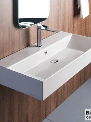 Νιπτήρας Πορσελάνης Tetra n 90x42 (1 οπή) Bianco Ceramica White
