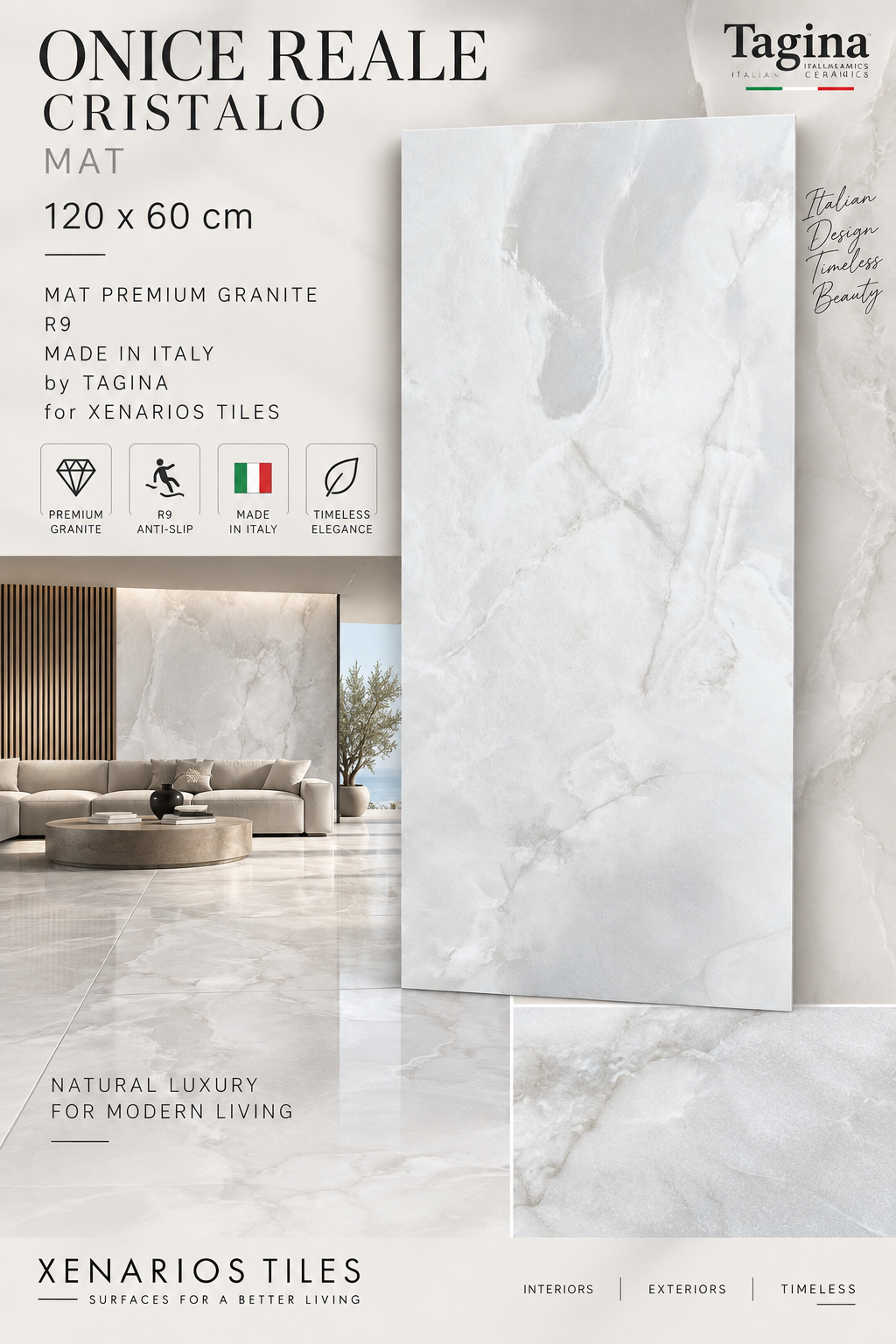 ONICE REALE CRISTALLO(MAT) 60x120cm (Tagina)