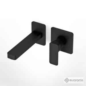 Μπαταρία Νιπτήρα Τοίχου Quadra Eurorama Black Μatt