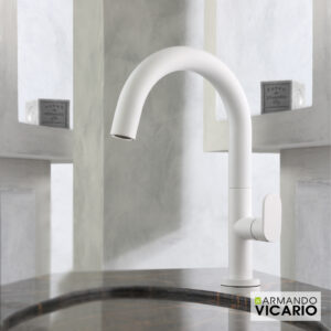 Μπαταρία Νιπτήρα Μεσαία Slim Vicario White Matt