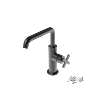 214d0f58-e652-42da-831c-d39019ee5c66 (1) Μπαταρία Νιπτήρα με Βαλβίδα Clic-Clac Εlle Cross La Torre Black Brushed