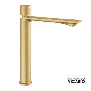 Μπαταρία Νιπτήρα Υψηλή με Βαλβίδα Clic-Clac Halo Vicario Brushed Gold