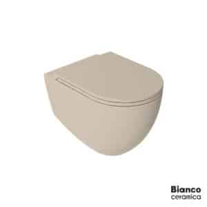 Λεκάνη Κρεμαστή LENTA/53 Rimless με κάλυμμα Soft Close MS38C, Bianco Ceramica Ivory Matt