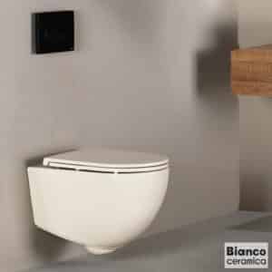 Λεκάνη Κρεμαστή LENTA/53 Rimless με κάλυμμα Soft Close MS38C, Bianco Ceramica Ivory Matt