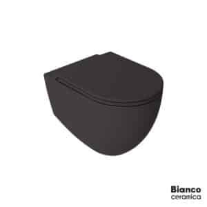 Λεκάνη Κρεμαστή LENTA/53 Rimless με κάλυμμα Soft Close MS38C, Bianco Ceramica Anthracite Matt