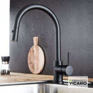 214-18780-400-02 Μπαταρία Νεροχύτη Κουζίνας Fluo Vicario Black Matt