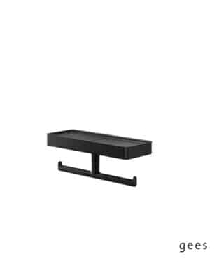 Χαρτοθήκη Διπλή με Εταζέρα Tiger Geesa Black Matt