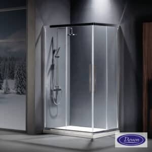 455-CF10070C-100 Καμπίνα ντουζιέρας Γωνιακής Εισόδου Corner Entry 100x70 (97-99 x 67-69 εκ.), Devon Flow Clean Glass Chrome