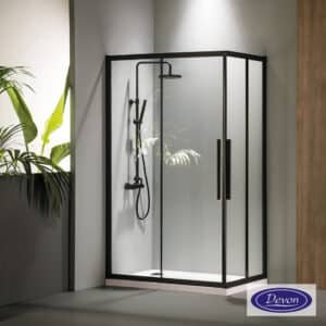 455-CF110120C-400 Καμπίνα ντουζιέρας Γωνιακής Εισόδου Corner Entry 110x120 (107-109 x 117-119 εκ.), Devon Flow Clean Glass Black Matt