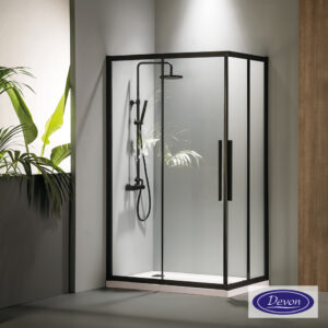 455-CF12090C-400 Καμπίνα ντουζιέρας Γωνιακής Εισόδου Corner Entry 120x90 (117-119 x 87-89 εκ.), Devon Flow Clean Glass Black Matt