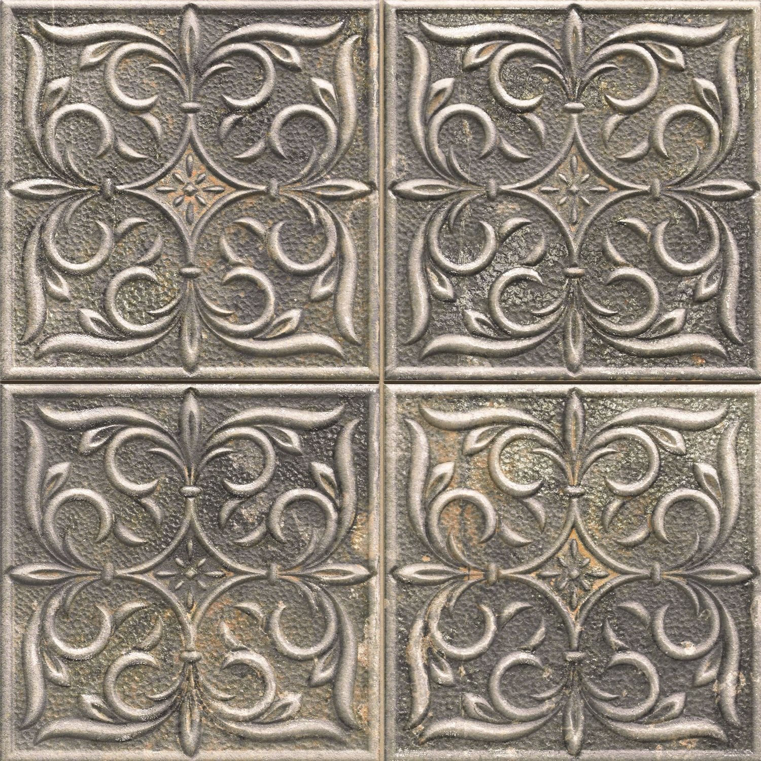 ANTIGUA LIS BLACK 33X33 Ματ Ανάγλυφο