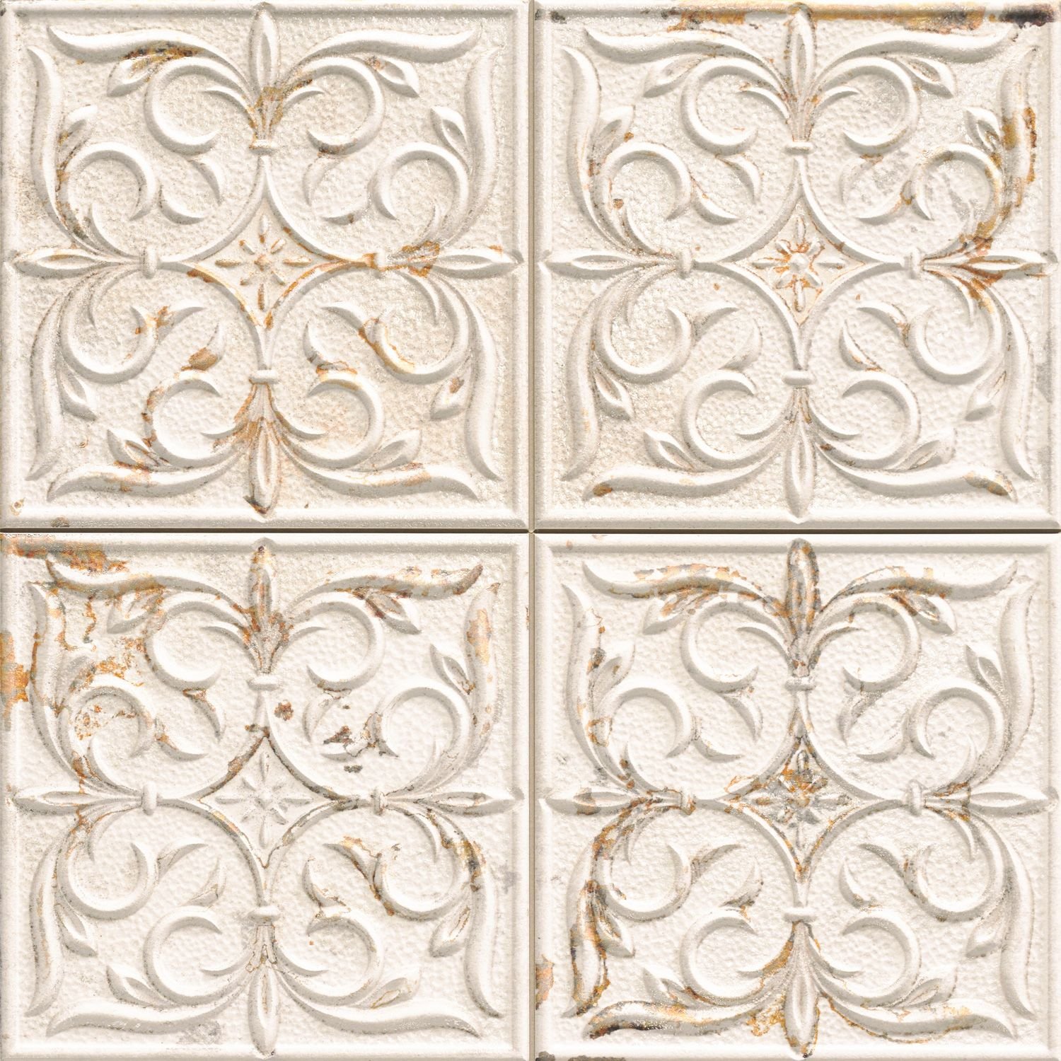ANTIGUA LIS WHITE 33X33 Ματ Ανάγλυφο