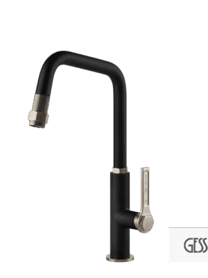 Μπαταρία Νεροχύτη Κουζίνας με Τηλέφωνο Ντους Officine Gessi Inox/Black Matt
