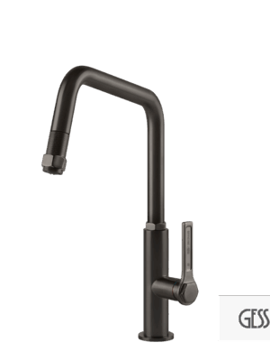 Μπαταρία Νεροχύτη Κουζίνας με Τηλέφωνο Ντους Officine Gessi Black M+C576etal Brushed PVD