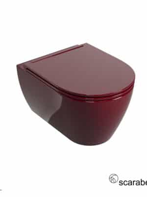 Λεκάνη Κρεμαστή GLAM/50,5 Twist με κάλυμμα Slim Soft Close, Scarabeo Cherry Glossy