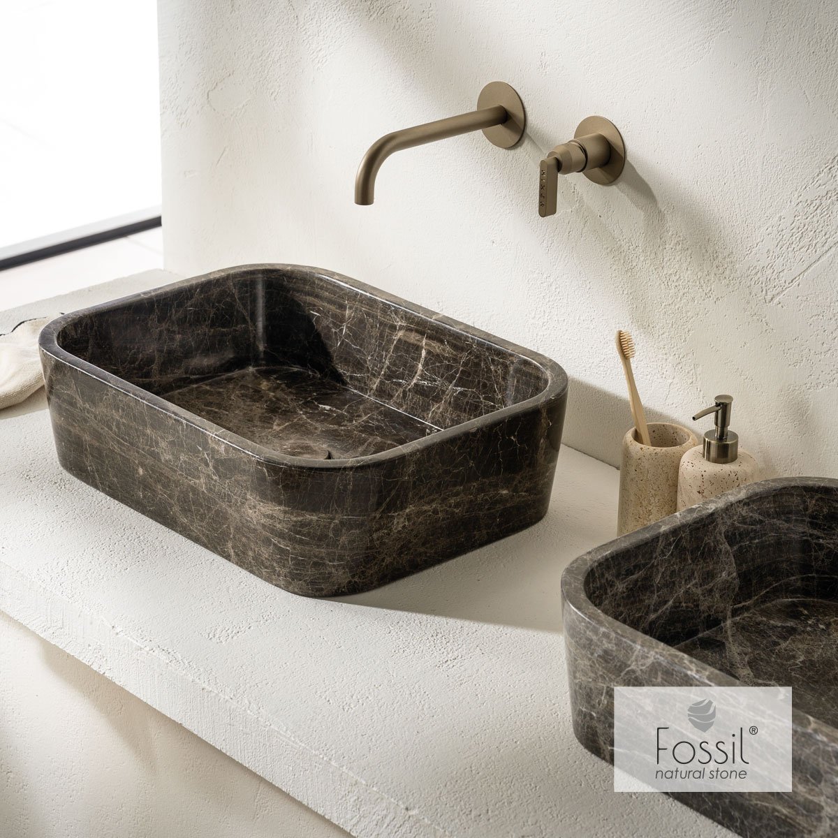 GAIA 60×38 H.14 FOSSIL EMPERADOR DARK ΝΙΠΤΗΡΑΣ ΜΑΡΜΑΡΙΝΟΣ