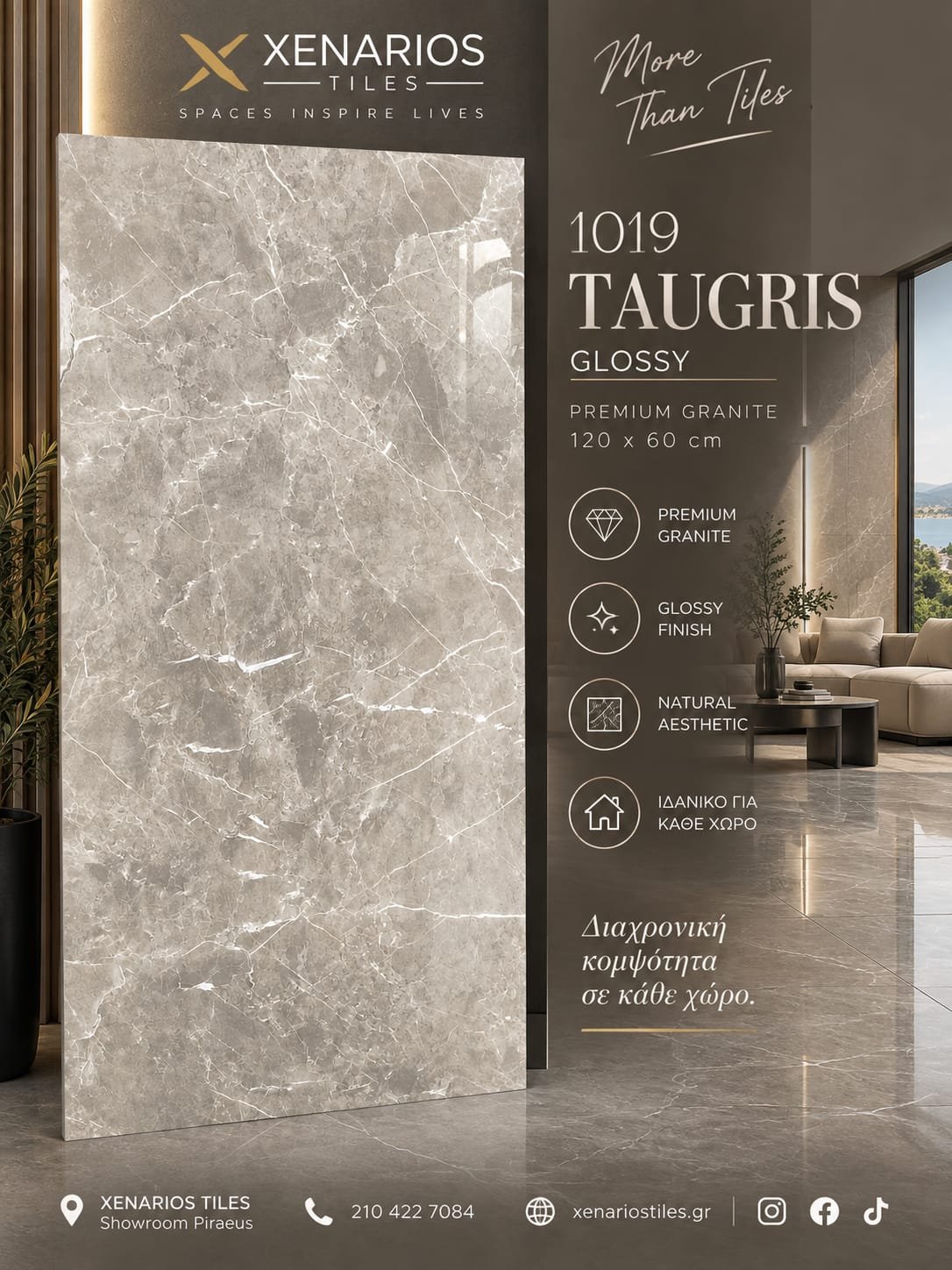1019 TAUGRIS – 60×120 Γυαλιστερό Rettificato Γρανιτοπλακάκι Α’ ποιότητας Δαπέδου PPSX