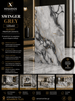 SWINGER GREY 60x120 Γυαλιστερό Rettificato Γρανιτοπλακάκι Α' ποιότητας Δαπέδου PPSX