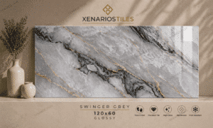SWINGER GREY 60x120 Γυαλιστερό Rettificato Γρανιτοπλακάκι Α' ποιότητας Δαπέδου PPSX