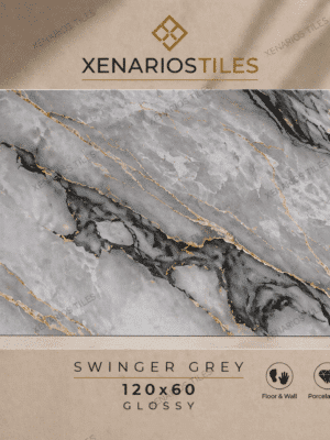 SWINGER GREY 60x120 Γυαλιστερό Rettificato Γρανιτοπλακάκι Α' ποιότητας Δαπέδου PPSX