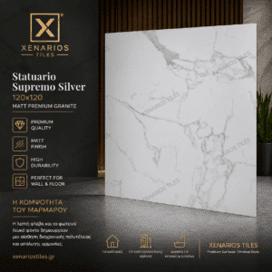 Statuario Supremo Silver 120x120 Premium Mat Γρανίτης Α΄ Ποιότητας
