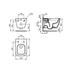 Κρεμαστή λεκάνη I Life B Ideal Standard με Soft Close κάλυμμα.