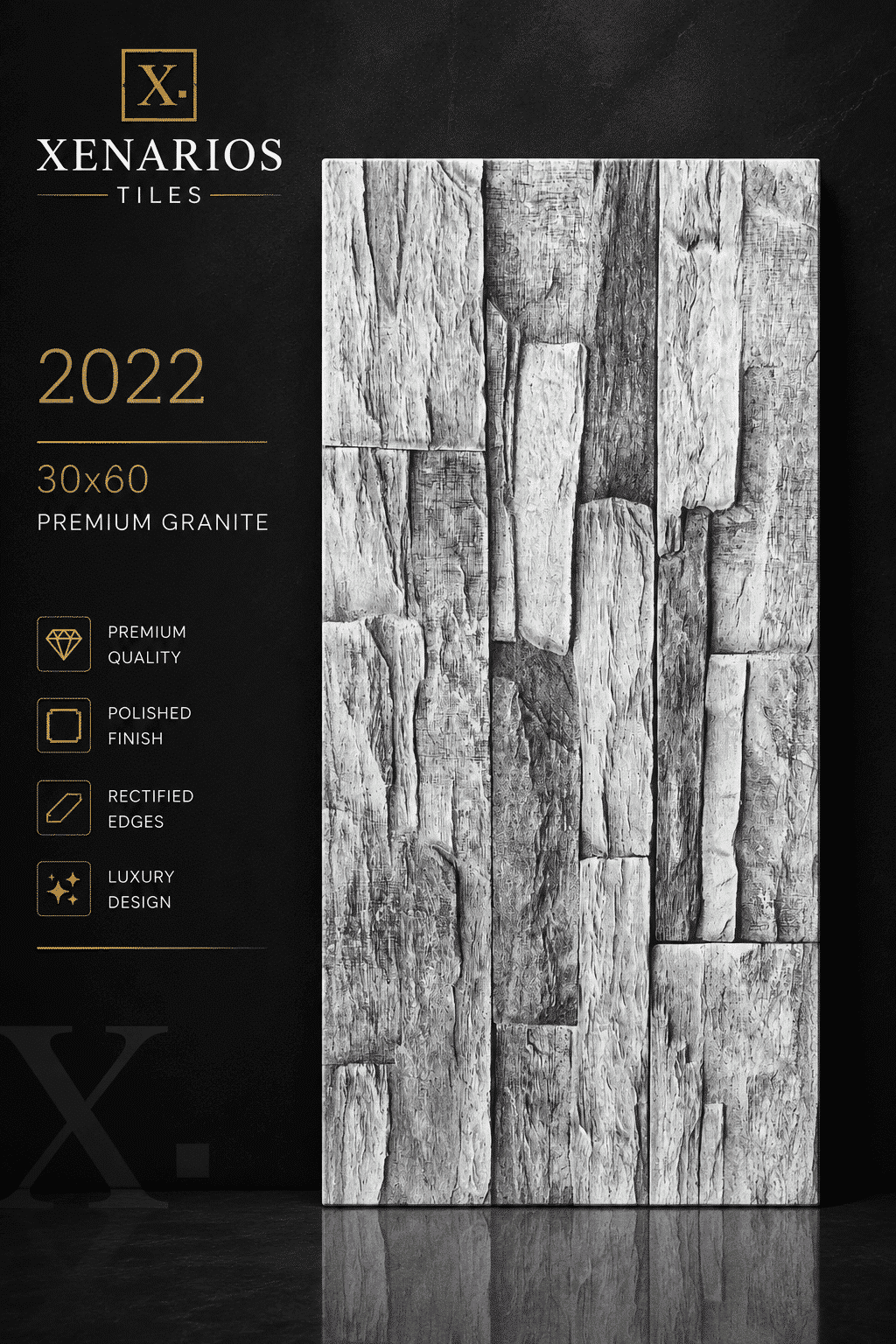 2022 Γρανίτης 30×60 Τύπου Πέτρα Mat Carving Rectified Αντιπαγωτικός Α΄ Ποιότητας PPSX
