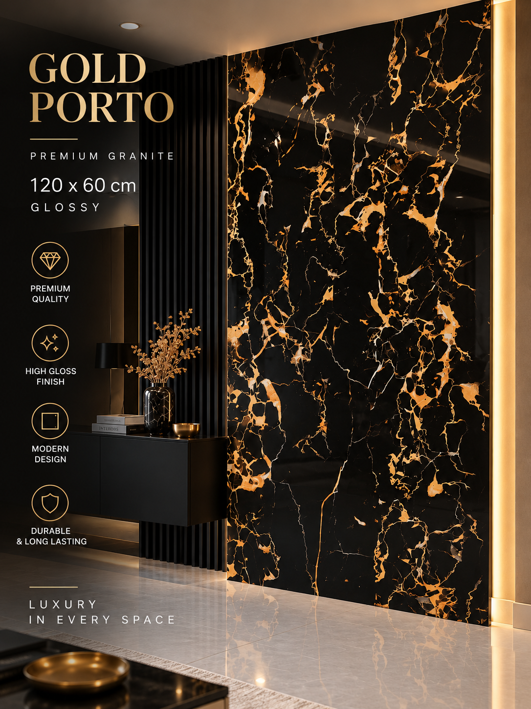 GOLD PORTO PREMIUM GLOSSY GRANITE 120X60