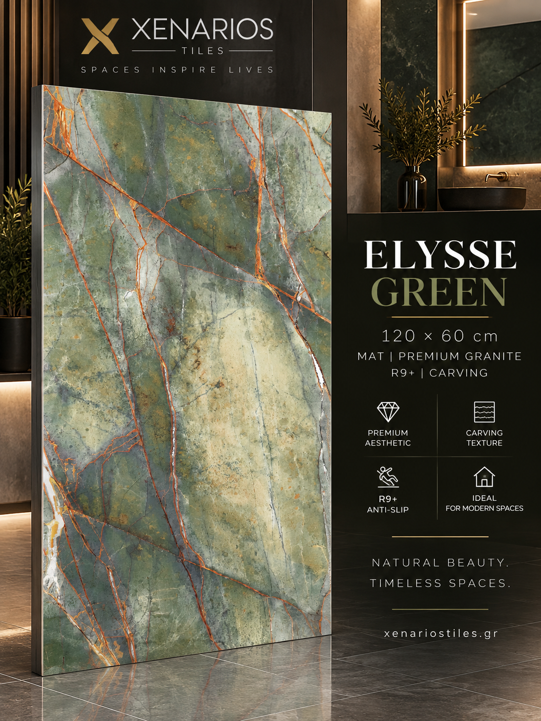 ELYSSE GREEN 120X60 MAT PREMIUM GRANITE