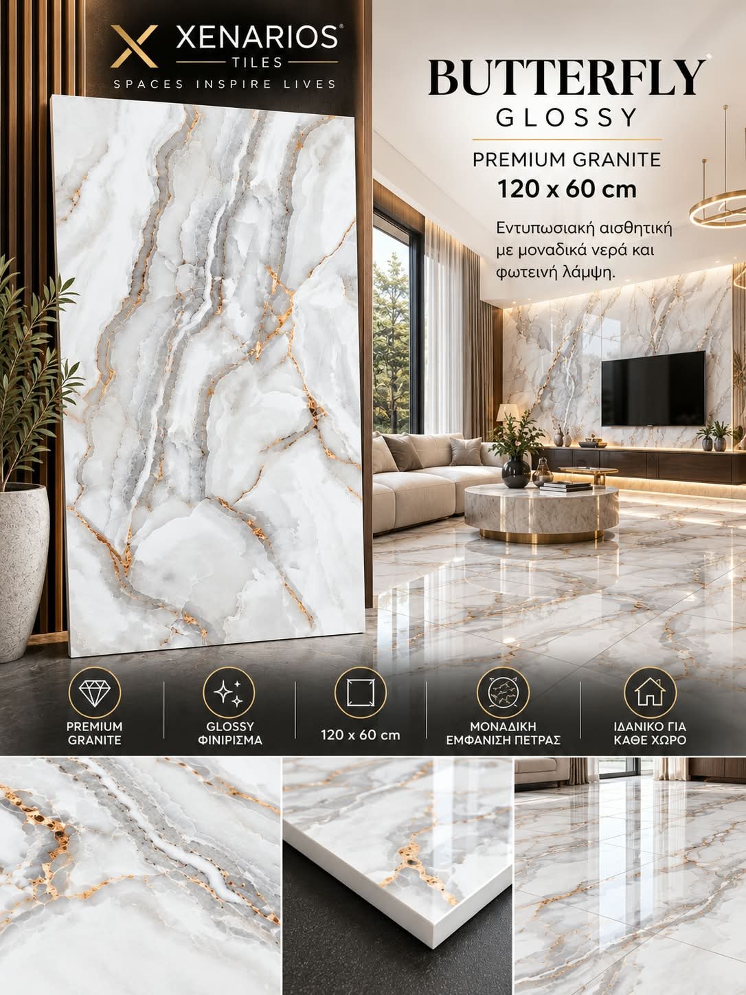 BUTTERFLY GLOSSY PREMIUM GRANITE NANOTECH 120X60